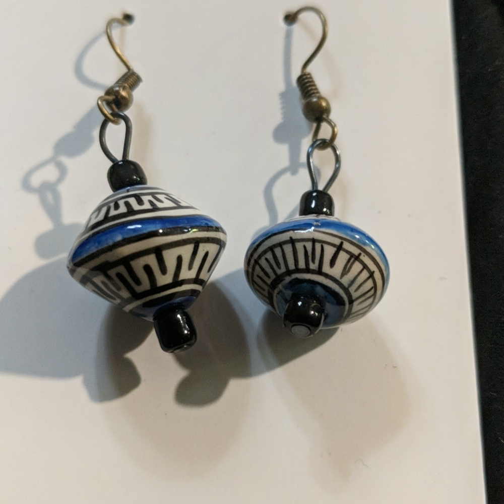 Handmade Ceramic Bead Pierced Earrings